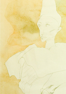Clown mit hellem Kostüm - 24x48cm - Bleistift,Aquarell - 1997