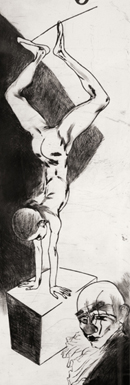 Zirkusmenschen 4 Teile a 49x190cm - Kaltnadelradierung - 2001