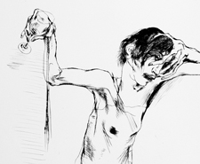 betrunkene junge Frau - 41,2x29,8cm - Kaltnadelradierung - 1995