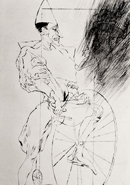 Clown mit Hochrad - 45x74cm - Kaltnadelradierung - 2003