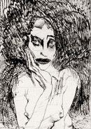 Tischdame - 7,3x20cm - Kaltnadelradierung - 2006